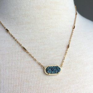 Blue Druzy Pendant — Gold Elisa Necklace